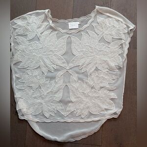 LUSH White Floral Embroidered Women's Top
